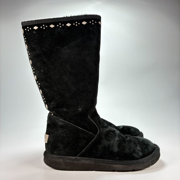 UGG Joplin Black Suede Studded Winter Snow Rain Boots 5544 Women's Size 7 - Picture 1 of 7